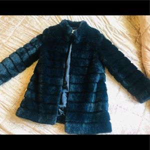Dark Blue Faux Fur Coat